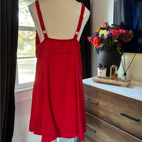 Red Lace Trim Dress - Picture 4 of 4